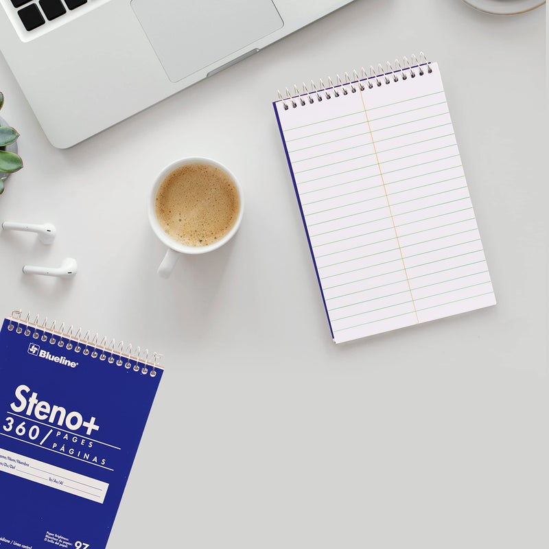 Blueline high-capacity steno pad, medium/college rule, blue cover, 180 white 6 x 9 sheets - Image 5
